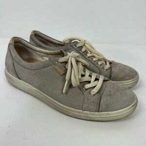 Ecco Leather Gray Grey Sneakers Casual Comfort Shoes